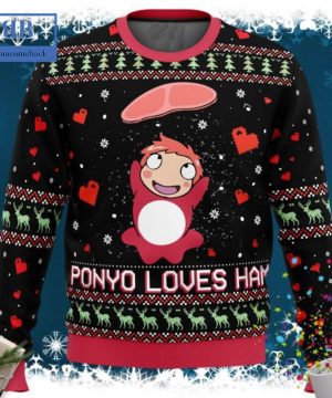 Ghibli Ponyo Loves Ham Ugly Christmas Sweater