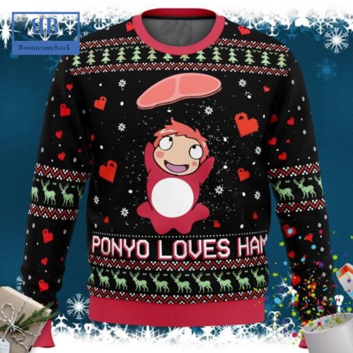 Ghibli Ponyo Loves Ham Ugly Christmas Sweater