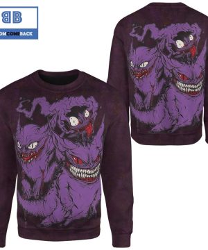 Ghost Gengar Evolution Pokemon Anime Halloween 3D Sweatshirt