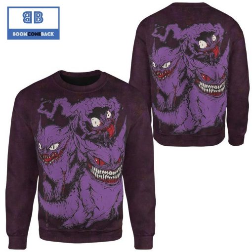 Ghost Gengar Evolution Pokemon Anime Halloween 3D Sweatshirt