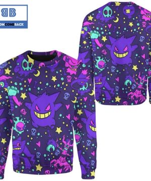 Ghost Gengar Pokemon Anime Christmas 3D Sweatshirt