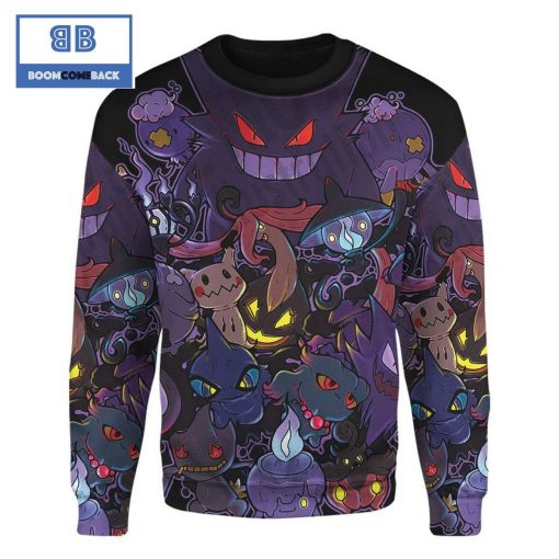 Ghost Pattern Custom Pokemon Anime Christmas 3D Sweatshirt