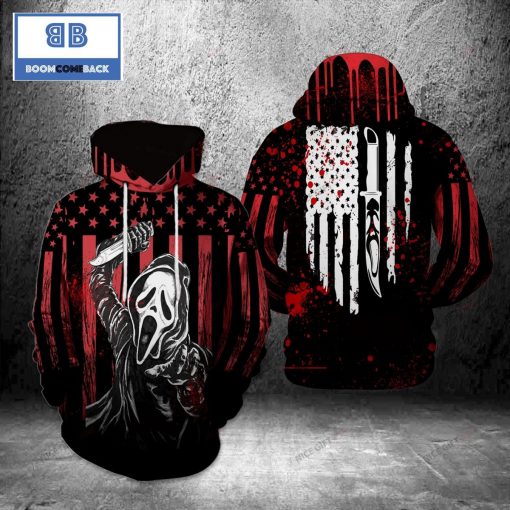 Ghostface American Flag Halloween 3D Hoodie