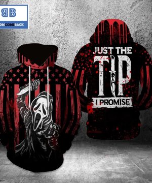 Ghostface Just The Tip I Promise American Flag Halloween 3D Hoodie