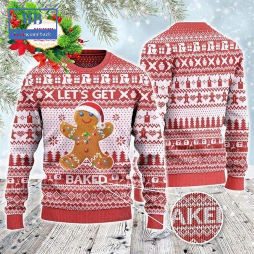 Gingerbread Let’s Get Baked Ugly Christmas Sweater