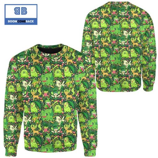 Grass Seamless Pattern Custom Pokemon Anime Christmas 3D Sweatshirt