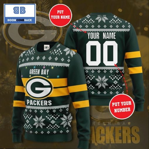 Green Bay Packers NFL Custom Name And Number Christmas Ugly Sweater