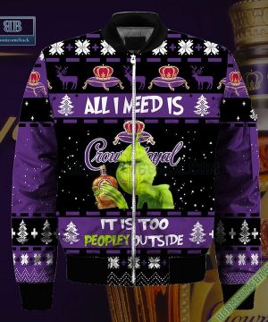 grinch all i need is crown royal it is too peopley outside ugly christmas sweater hoodie zip hoodie bomber jacket 4 Xsglt