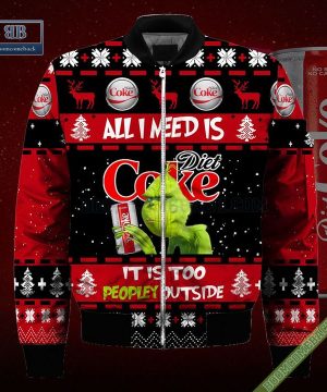 grinch all i need is diet coke it is too peopley outside ugly christmas sweater hoodie zip hoodie bomber jacket 4 dh6mK