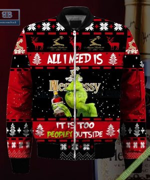 grinch all i need is hennessy it is too peopley outside ugly christmas sweater hoodie zip hoodie bomber jacket 4 zPQKc