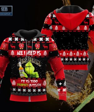 grinch all i need is jim beam it is too peopley outside ugly christmas sweater hoodie zip hoodie bomber jacket 3 wDvxP