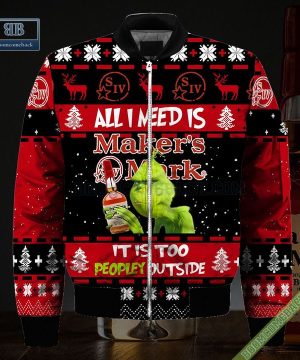 grinch all i need is makers mark it is too peopley outside ugly christmas sweater hoodie zip hoodie bomber jacket 4 kRHAH