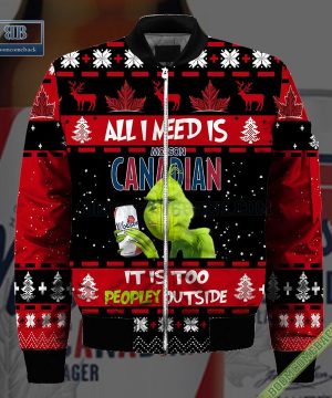 grinch all i need is molson canadian it is too peopley outside ugly christmas sweater hoodie zip hoodie bomber jacket 4 JXBxq