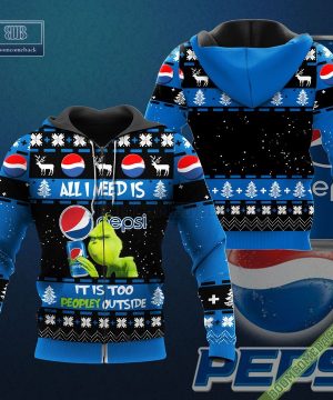 grinch all i need is pepsi it is too peopley outside ugly christmas sweater hoodie zip hoodie bomber jacket 3 IBjH4