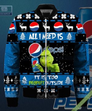 grinch all i need is pepsi it is too peopley outside ugly christmas sweater hoodie zip hoodie bomber jacket 4 2Wjrp