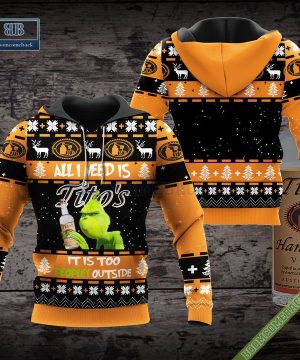 Grinch All I Need Is Tito’s Vodka It Is Too Peopley Outside Ugly Christmas Sweater Hoodie Zip Hoodie Bomber Jacket