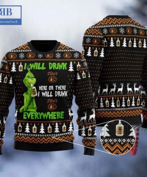 Grinch I Will Drink Tito’s Handmade Vodka Everywhere Ugly Christmas Sweater