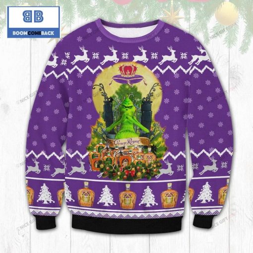 Grinch Witch Crown Royal Whiskey Christmas 3D Sweater