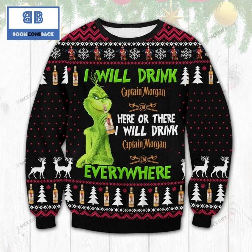 Grinch Witch I Will Drink Captain Morgan Christmas Ugly Sweater