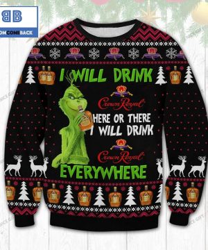 Grinch Witch I Will Drink Crown Royal Whiskey Christmas 3D Sweater