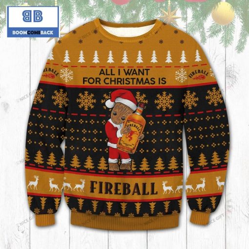 Groot All I Want For Christmas Is Fireball Cinnamon Whisky Christmas 3D Sweater