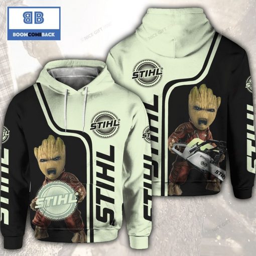 Groot Star War Stihl Black Light Green 3D Hoodie