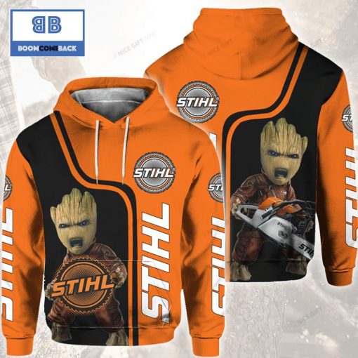 Groot Star War Stihl Black Orange 3D Hoodie