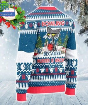 grumpy cat bowling because murder is wrong ugly christmas sweater 5 LHkQd