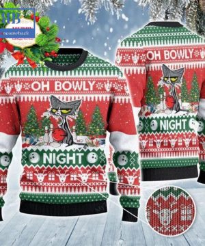 Grumpy Cat Bowling Oh Bowly Night Ugly Christmas Sweater