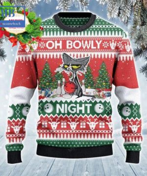 Grumpy Cat Bowling Oh Bowly Night Ugly Christmas Sweater