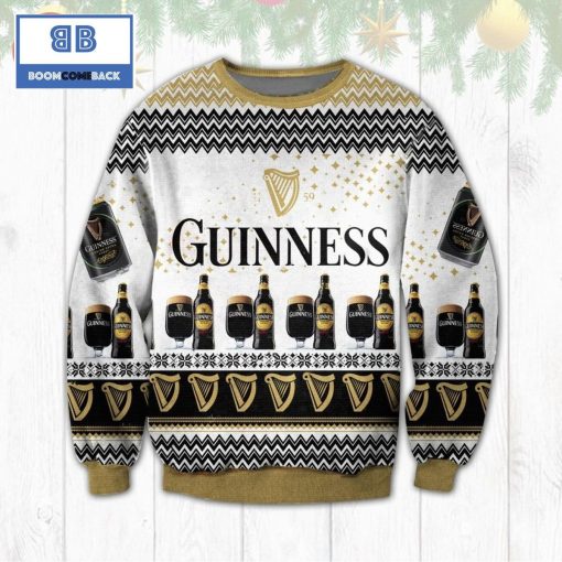 Guinness Beer Glass And Bottle Pattern Christmas 3D Sweater