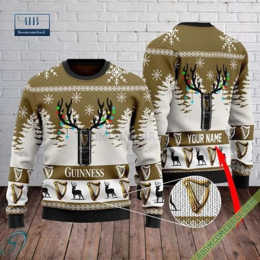 Guinness Beer Reindeer Custom Name Xmas Sweater