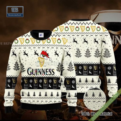 Guinness Santa Hat Christmas Ugly Christmas Sweater Hoodie Zip Hoodie Bomber Jacket