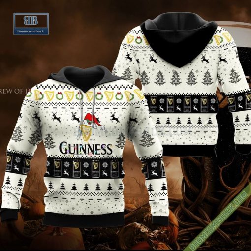 Guinness Santa Hat Christmas Ugly Christmas Sweater Hoodie Zip Hoodie Bomber Jacket