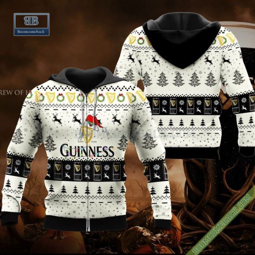 Guinness Santa Hat Christmas Ugly Christmas Sweater Hoodie Zip Hoodie Bomber Jacket