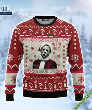 Happy Halloween Micheal Myers Through The Snow Christmas Sweater