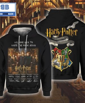 Harry Potter 20th Anniversary Return To Hogwarts Black Signature And Logo Hogwarts 3D Hoodie