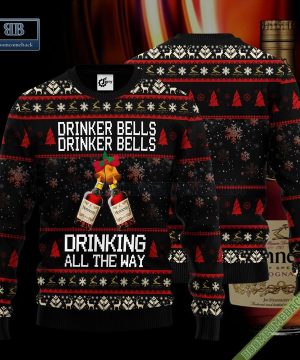 Hennessy Drinker Bells Drinker Bells Drinking All The Way Ugly Christmas Sweater