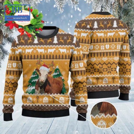 Hereford Cattle Christmas Tree Ugly Christmas Sweater