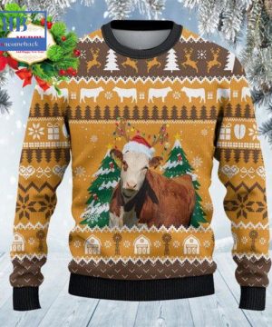 Hereford Cattle Christmas Tree Ugly Christmas Sweater