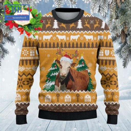 Hereford Cattle Christmas Tree Ugly Christmas Sweater