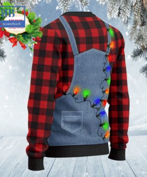 hereford cattle denim bib overalls ugly christmas sweater 5 evxfn