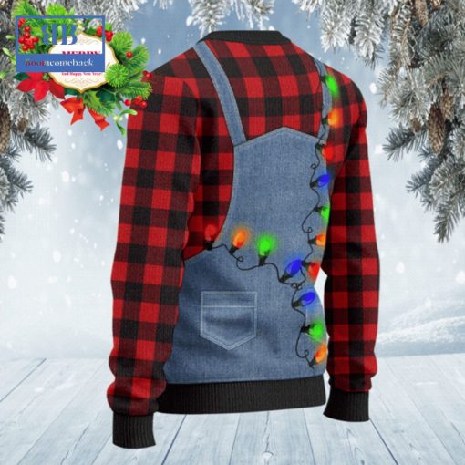 Hereford Cattle Denim Bib Overalls Ugly Christmas Sweater