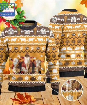 Hereford Cattle Thanksgiving Gift Ugly Christmas Sweater