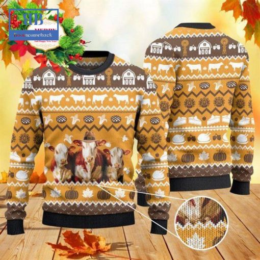 Hereford Cattle Thanksgiving Gift Ugly Christmas Sweater