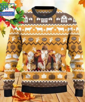 Hereford Cattle Thanksgiving Gift Ugly Christmas Sweater