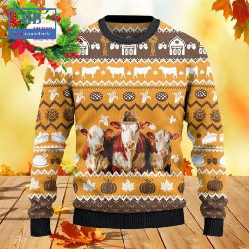 Hereford Cattle Thanksgiving Gift Ugly Christmas Sweater