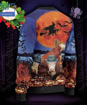 hereford cattle witch halloween ugly christmas sweater 5 AUkHC