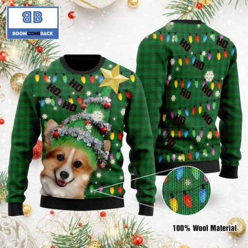 Ho Ho Ho Corgi Christmas Tree Ugly Sweater