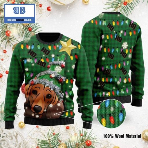 Ho Ho Ho Dachshund Christmas Tree Ugly Sweater